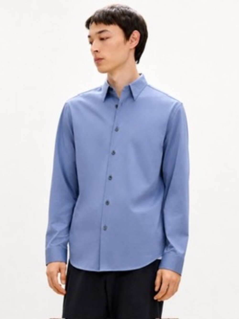 Men's Theory Sylvain Shirt in Structure Knit Light Dusk Blue